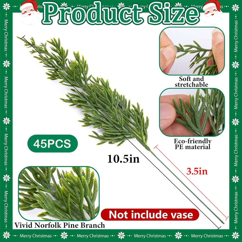 60 Pcs Christmas Artificial Pine Branches Red Berry Stems Faux Xmas Sprigs
