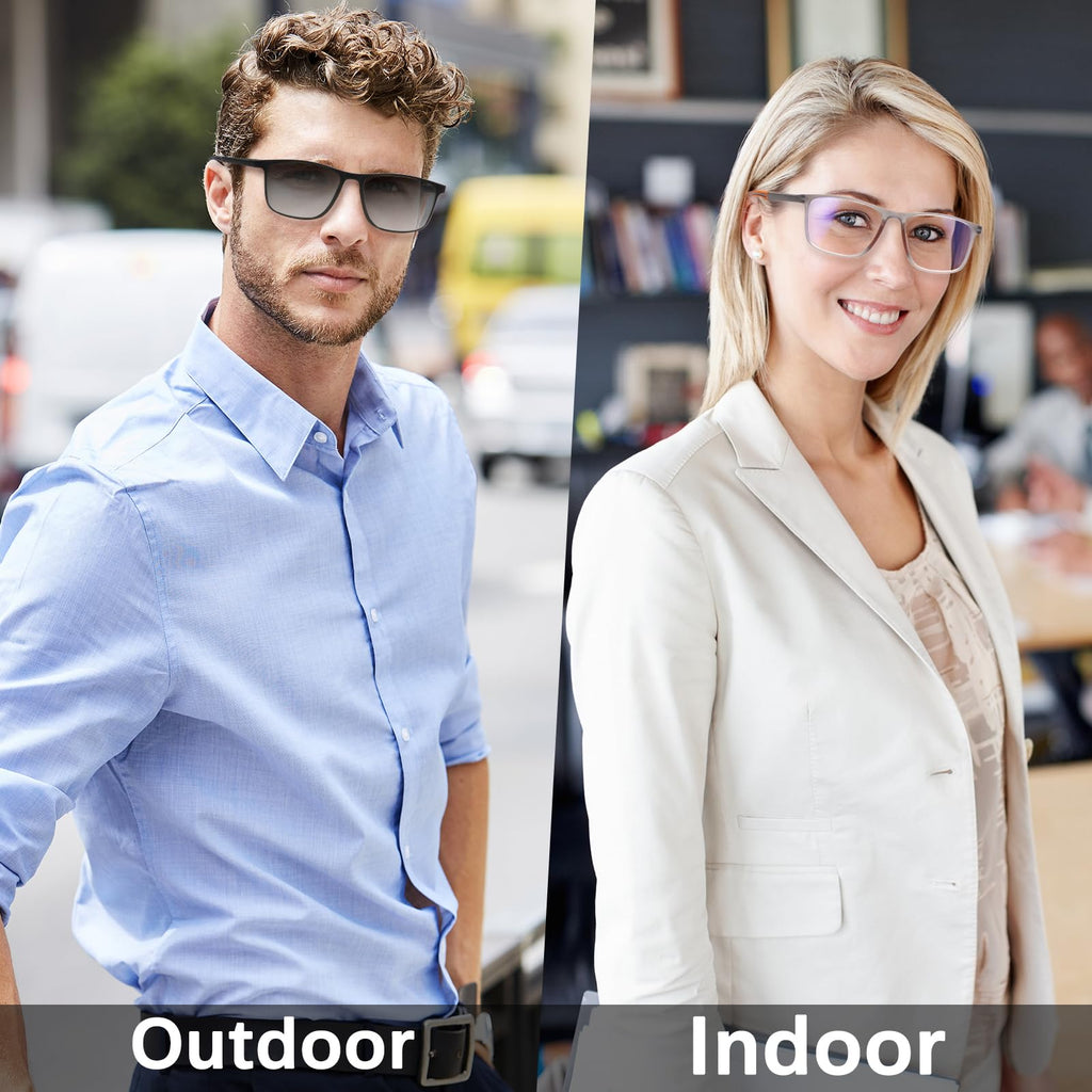 CLASAGA Progressive Multifocal Reading Glasses for Men Photochromic Gray Sunglasses Sports Style Blue Light Blocking Computer Readers (Black&Grey, 1.75, x)