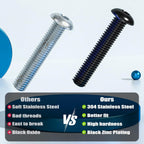 VGBUY 18Pcs 3/8-16 x 3/4" Button Head Socket Cap Bolts Screws, 304 Stainless Steel 18-8, Black Zinc Plated, Fully Threaded, with Spanner Allen Hex Drive