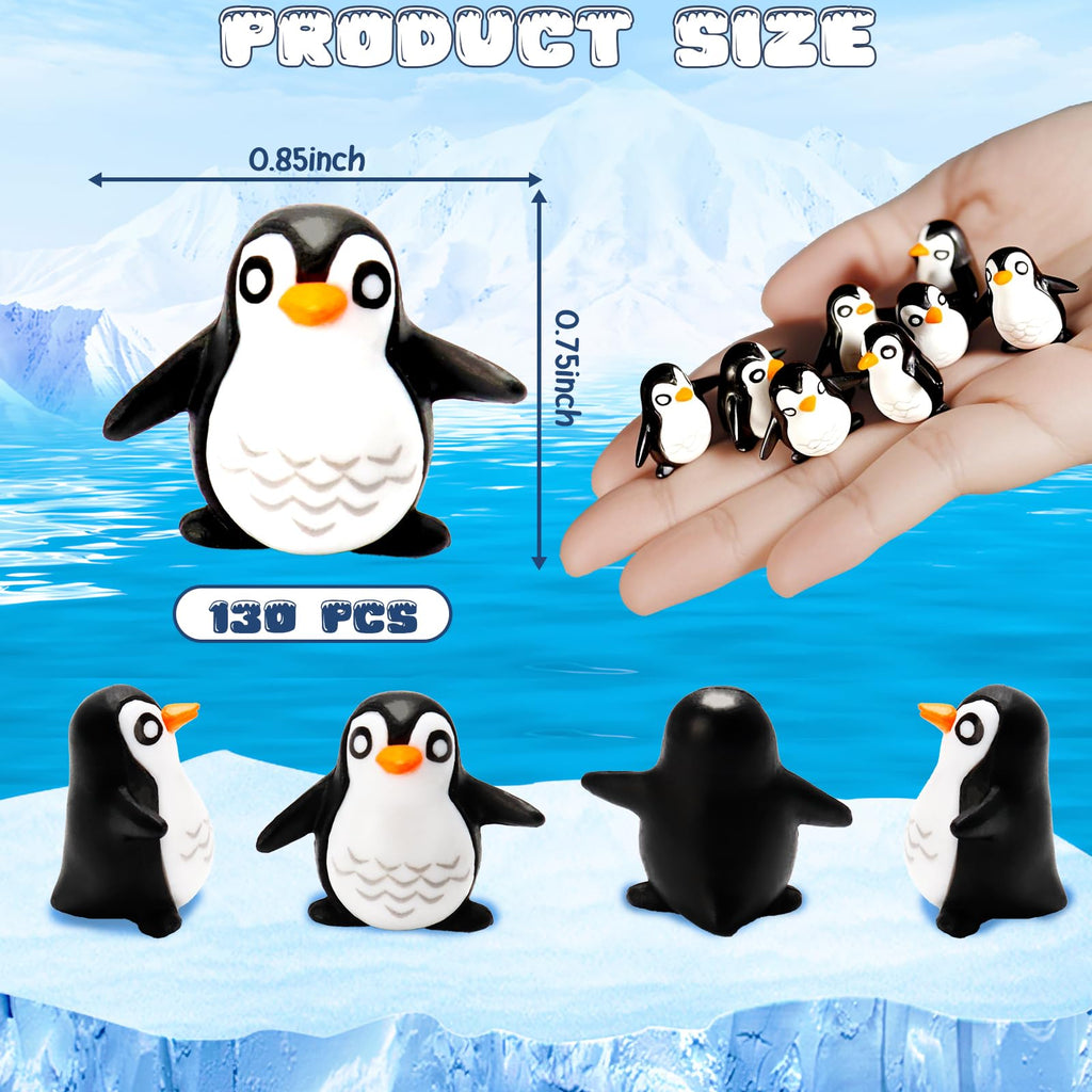 Bbiamsleep 130 Pcs Mini Penguin Figurines Mini Resin Penguins Winter Decor