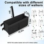 FREEAMG Walker Basket for Folding Walker, Large Capacity Foldable Walker Bag, Walker Storage Bag With Cup Holder, Detachable Walker Accessories Basket for Seniors (Black)