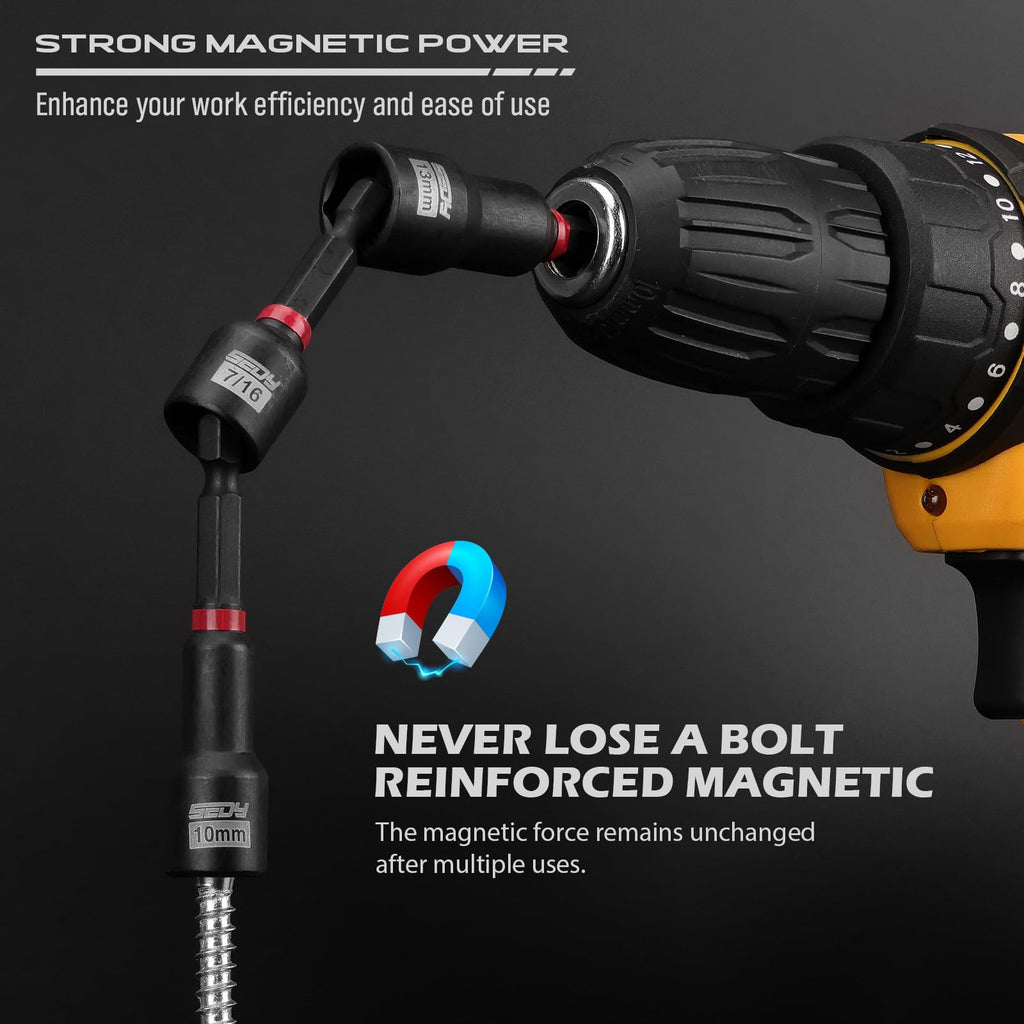 80-Piece Premium Magnetic Impact Nut Driver Set Metric & SAE with Socket Adapters, Bit Holder, Wing Nut Driver, Universal Sockets, Quick Release Extension, Power Bits