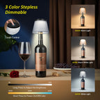 Hoide 2025 New Bottle Lamp - LED Bottle Lights for Liquor & Wine Bottles, Cordless Lampshade, Whiskey Bottle Top Light, Bottle Stopper Night Light Kit, Rechargeable 3-Tone Touch-Dimmable