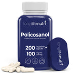 LongLifeNutri Policosanol 100mg - 200 Vegetarian Capsules, Natural Sugar Cane Supplement for Balanced Cholesterol, 3-Month Supply, Non-GMO, Lab Tested, Made in USA