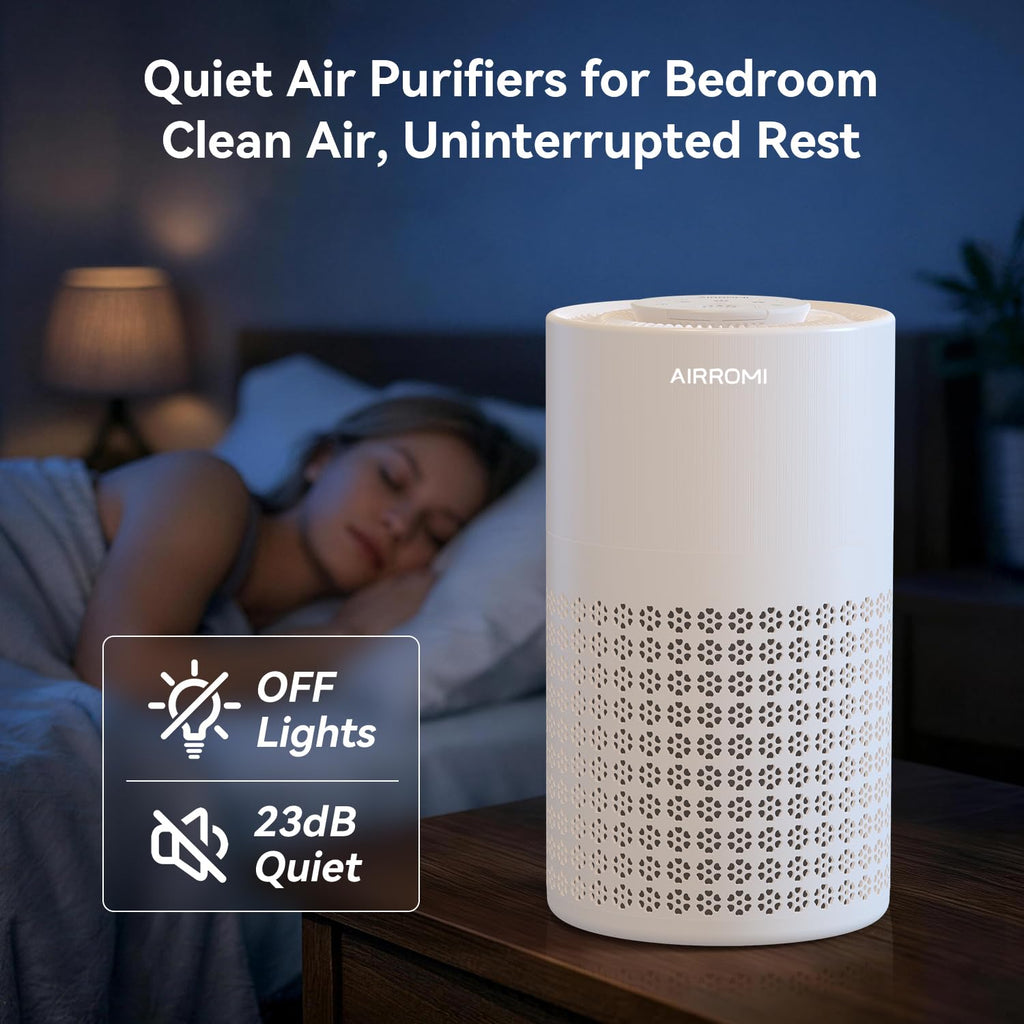 AIRROMI Air Purifier for Bedroom with A2001 Creamy Beige