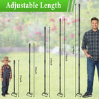 Garden Hoe with Rake, 37-82" Adjustable Long Handle Stirrup Weeder Hoe & 4-Tine Cultivator, Heavy Duty Scuffle Loop Hoe for Fast Weeding, Soil Loosening, Flower Beds, Vegetable Gardens