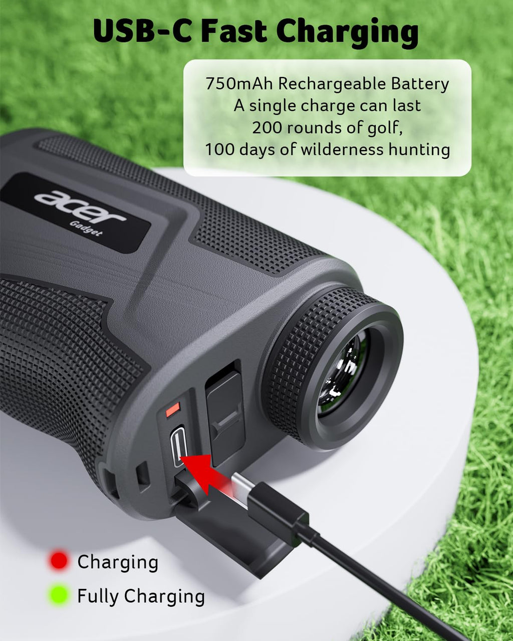 Acer Golf Rangefinder with Slope - 800Yards Range Finder for Hunting, 6X Magnification with Flag Pole Locking Vibration, Rechargeable Battery with Magnet Stripe Golf Accessories for Men, Gifts