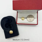 Unisex 14k Solid Gold Plated Brass Nugget Cookie Round Circle Stud Fashion Earrings Earrings 10mm/12mm/14mm For Men, Women (12mm (Diameter))