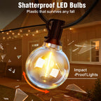 Nisocy Solar String Lights Outdoor Waterproof with Remote & Timer, LED Shatterproof G40 Bulbs, Solar Powered Patio Lights for Christmas, Winter Decor, Backyard, Porch, Garden, Wedding (50FT)