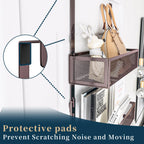 Consumest Over The Door Hooks Organizer - 3 Tier Door Hanger with 9 Coat Hooks & 2 Mesh Basket, Back Storage Organizer Hanging Towels for Bathroom, Bedroom, Bronze