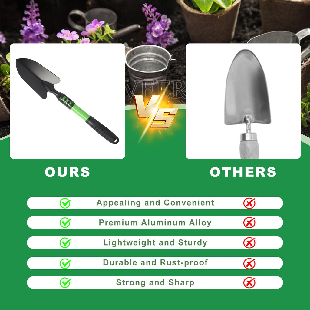 Zenrok Garden Tools Set, 4 Pack Gardening Tools, Stainless Steel Heavy Duty Hand Cultivator, Hoes, Spade Shovel, for Planting Weeding Digging, Gardening Gifts for Women, Green