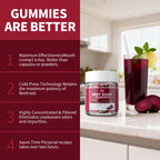 M inch Beet Root Gummies, Blood* Pressure Support & Nitric Oxide Booster, 8-in-1 Wellness Formula with Grape Seed, Coq10, Folic Acid, Vitamin C, B3 & B12, Sugar Free, Vegan, Pomegranate Flavor, 2 Pack