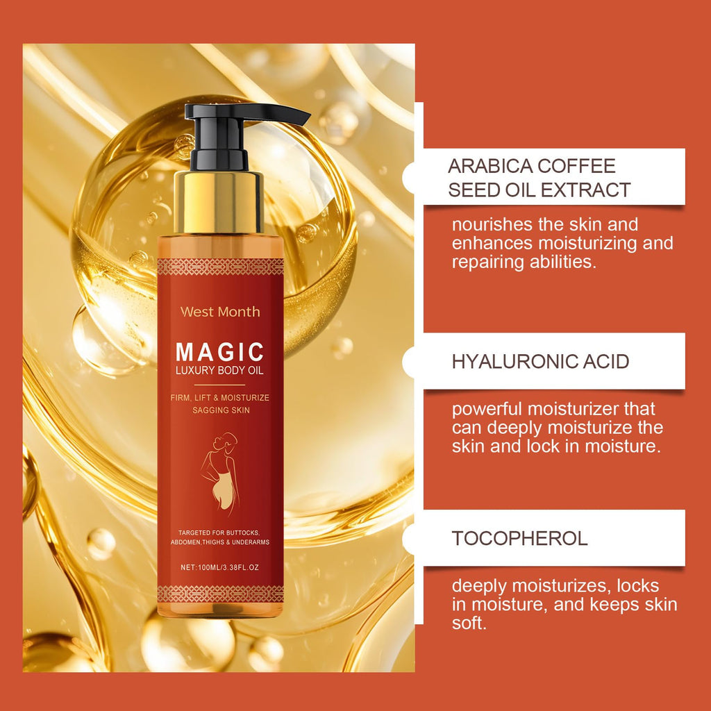 ZTSGU 2 Pcs Magic Body Firming Oil, with Vitamin E Rosehip Hydrating and Non-Greasy Magic Luxury Body Oil Skin Tightening for All Women.