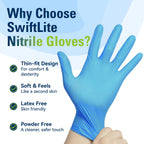 SWIFTLITE Nitrile Gloves, Food Safe Disposable Gloves Latex Free, Blue Rubber Gloves Powder Free for Food Prep, Cooking, Kitchen Cleaning (X-Large, 1000)