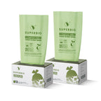 SUPERBIO 13 Gallon Flat Top Compostable Food Waste Bags, 50 Count, 2 Pack, 49.2L, 0.87 Mil, ASTM D6400 BPI and OK compost INDUSTRIAL