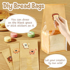 50 Pcs Bread Bags for Homemade Bread Sourdough, 10.2 * 6.3 * 5.1 Inches Bakery Bags with Window Reusable Tin Tie Baked Goods Packaging