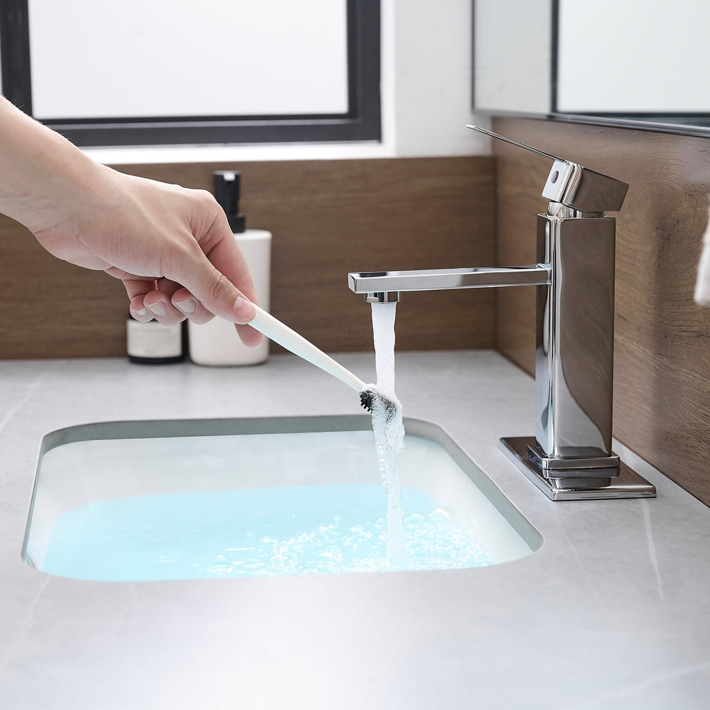 Chrome Bathroom Faucet YXOCVIR Single Hole with Pop-Up Bathroom Drain Single Handle Bathroom Faucet Suitable for Vanity Sinks, RV, Farmhouses, Suitable for 1 or 3-Hole Installation