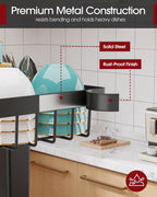 Sakugi 2-Tier Over the Sink Dish Drying Rack, 30"-33.9" L, Black