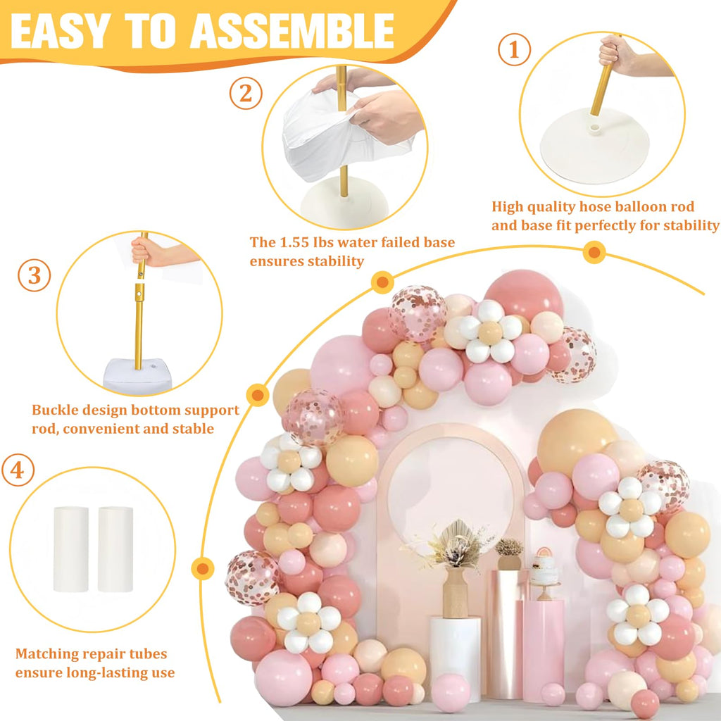 Bazen Balloon Arch Stand Kits Gold 8.2FT&5FT Half Arch Backdrop Stand