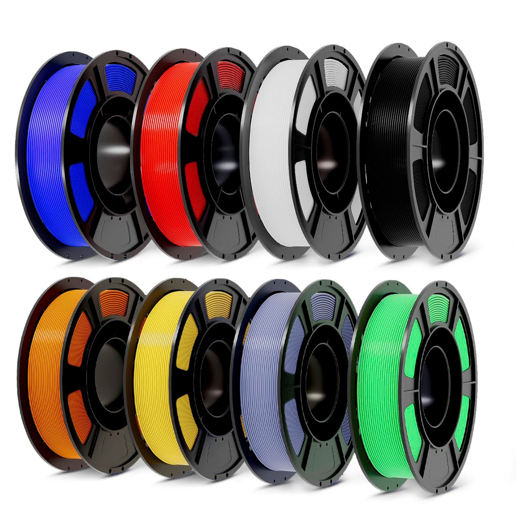 PLA+3D Printer Filament 1.75mm Bundle, Individually Vacuum Packed, Multicolor Dimensional Accuracy +/- 0.02mm, 0.25kg per Spool, 8 Pack, 2KG Total