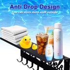 Topspeeder Pool Towel Racks with Shelf 8 Hooks for Pool Bathroom Wall Mount Towel Hooks Towel Holder Carbon Steel Hanger Organizer Pool Accessories Outdoor for Robe,Towel,Coat,Swimsuit,Bag,Keys