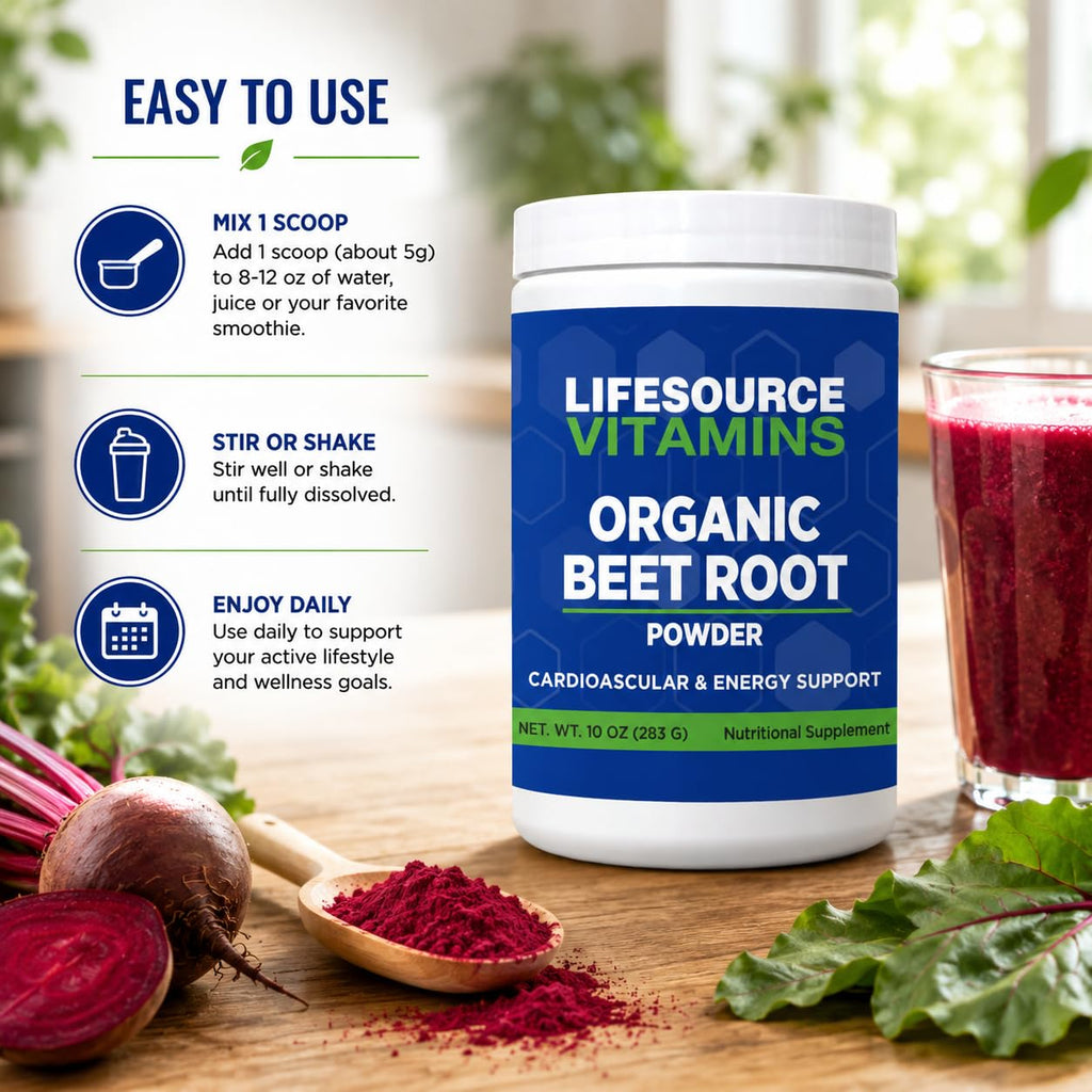LifeSource Vitamins Beet Root Powder - Organic 10 oz - 57 Servings - US California Beets - Non-GMO