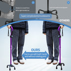 Adjustable Walking Cane for Men & Women with 4-Pronged Base for Extra Stability - Foldable Cane for Seniors with Foam Padded Offset Handle for Soft Grip & a Second Handle for Standing