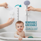 TAILI Shower Head Holder Suction Cup, Handheld Shower Head Bracket, Height Angle Adjustable,Bathroom Showerhead Holder No Drilling Removable Waterproof, White