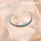 Montana West Women Silver Single Row Round Turquoise Open Cuff Bracelet