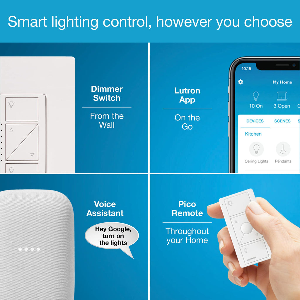 Lutron P-BDG-PKG2WS-WH Caseta Deluxe Smart Switch Kit, Compatible