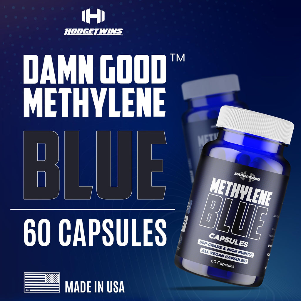 DAMN GOOD The Hodge Twins Ultra Methylene Blue Capsules - Pharmaceutical Grade Supplement - 10mg USP Grade - Vitamin C, for Brain Health, Focus, Energy