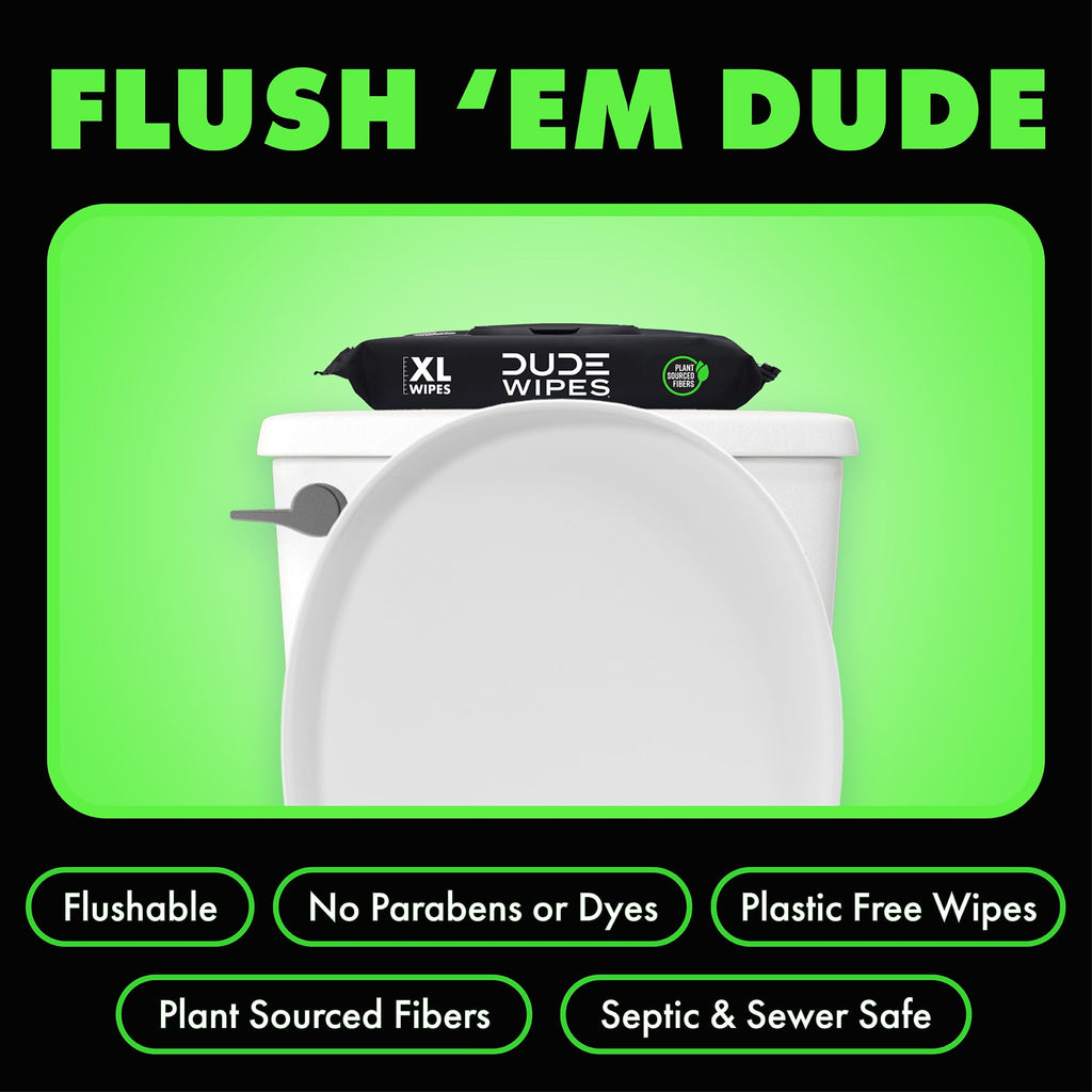 DUDE Wipes Herbal Relief Flushable Wipes - Extra-Large Adult Wet-Wipes - Infused with Soothing Witch Hazel, Geranium Essential Oils, Vitamin E, and Aloe - Septic and Sewer Safe 48 Count (Pack of 12)