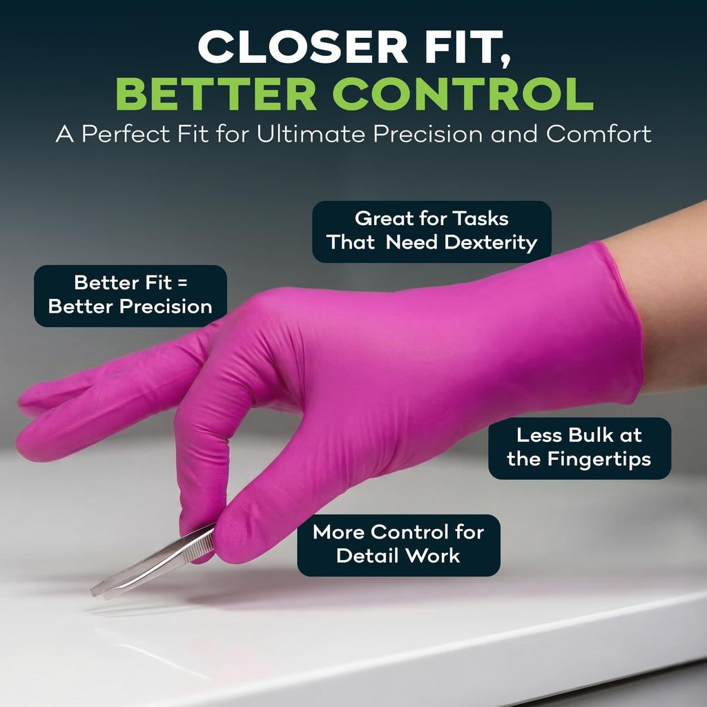 Fuchsia Hot Pink Nitrile Disposable Gloves - 50 Count - 3 Mil Nitrile Gloves Medium - Powder and Latex Free Rubber Gloves - Surgical Medical Exam Gloves - Food Safe Cooking Gloves
