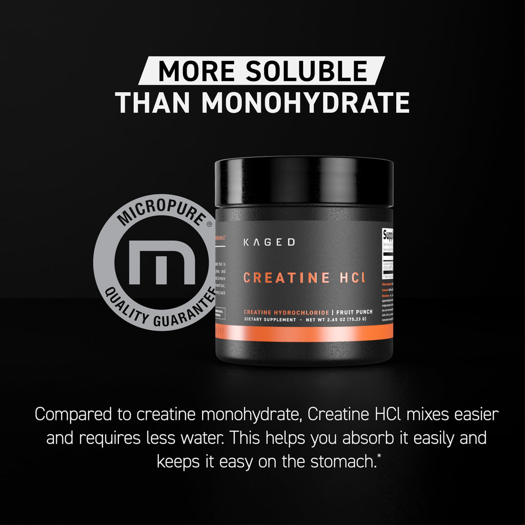 Kaged Creatine HCl Powder | 7X Concentrated vs Mono | Muscle Building & Recovery | High Absorption | No Bloating | Creatine for Men & Women | Vegan, Gluten Free | Lemon Lime | 75 Servings