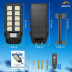 Solar Lights Outdoor, IP66 Waterproof Street Lights Outdoor, 6500K Dusk to Dawn Solar Security Flood Lights Motion Sensor with Remote Control for Yard, Entryway Garage, Porch 4 Pack