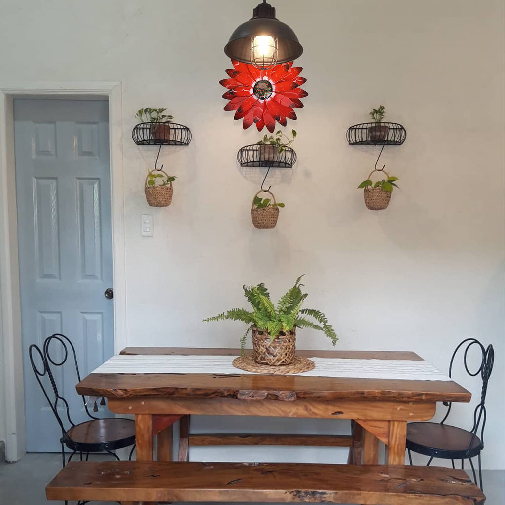 qzmaikoo Red Daisy Metal Flowers Wall Decor Metal Wall Art Decorations Hanging for Indoor Outdoor Bathroom Patio Kitchen,12x12 inches