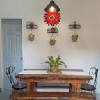 qzmaikoo Red Daisy Metal Flowers Wall Decor Metal Wall Art Decorations Hanging for Indoor Outdoor Bathroom Patio Kitchen,12x12 inches