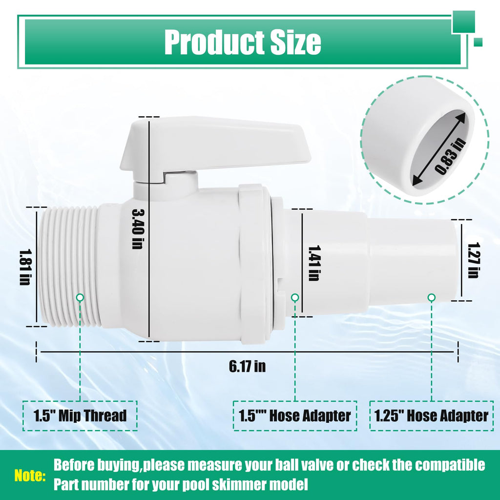 𝐔𝐩𝐠𝐫𝐚𝐝𝐞 Replacement Compatible with Hayward SP0729 Econoline 2-Way Ball Valve, 1.5" MIP x 1.5” - 1.25”, Maximum 50 Psi Pressure Rating