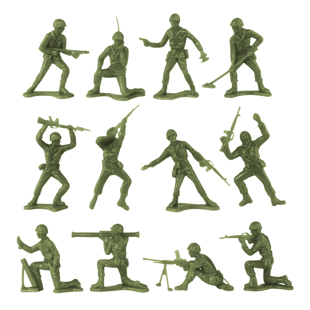 TimMee Plastic Army Men - OD Green 48pc Toy Soldier Figures - Made in USA