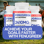 COMFY HEALTH Fenugreek Capsules, 2410mg Per Capsule, 120 Count, Fenugreek Pills with Bioperine for Superior Absorption, Non-GMO, Gluten Free Fenugreek Seeds Extract Supplements, Fenogreco Capsulas