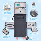 Portable and Waterproof XL Baby Changing Mat - This Nappy Changing mat is a Detachable Bag consisting of 6 Pockets Along with a Wipe Dispenser and a Comfortable Cushion for Baby's Head