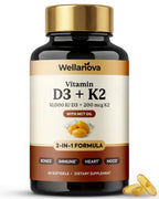 Vitamin D3 K2 10,000 IU – Pure 2-in-1 K2 D3 Vitamin Supplement for Men & Women – MK-7 200 mcg with Coconut Oil – 60 Softgels