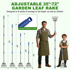Gixmuoiy Garden Rake for Leaves, Heavy-Duty Small Metal Rake for Lawn, Yard, Garden Beds, Debris & Shrubs, 6 ft Adjustable Handle for Kids and Adults
