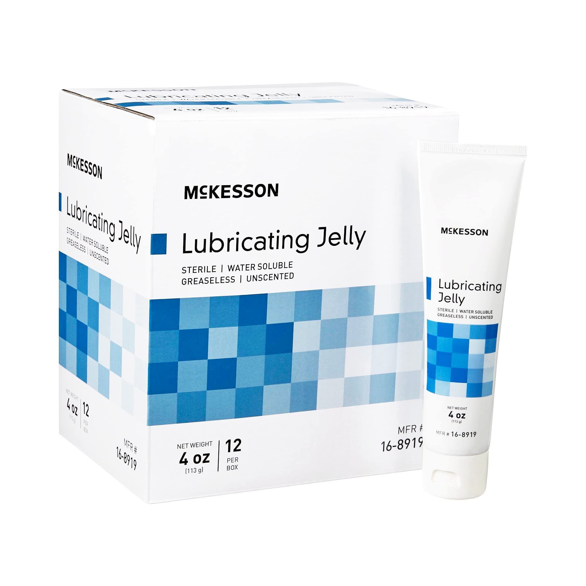 McKesson Lubricating Jelly, 4 oz [72 Count] Water Based Non-Sticky Lube, Water Soluble Lubricant Gel - for Surgical, Medical, Personal – Sterile Tube, Box of 6