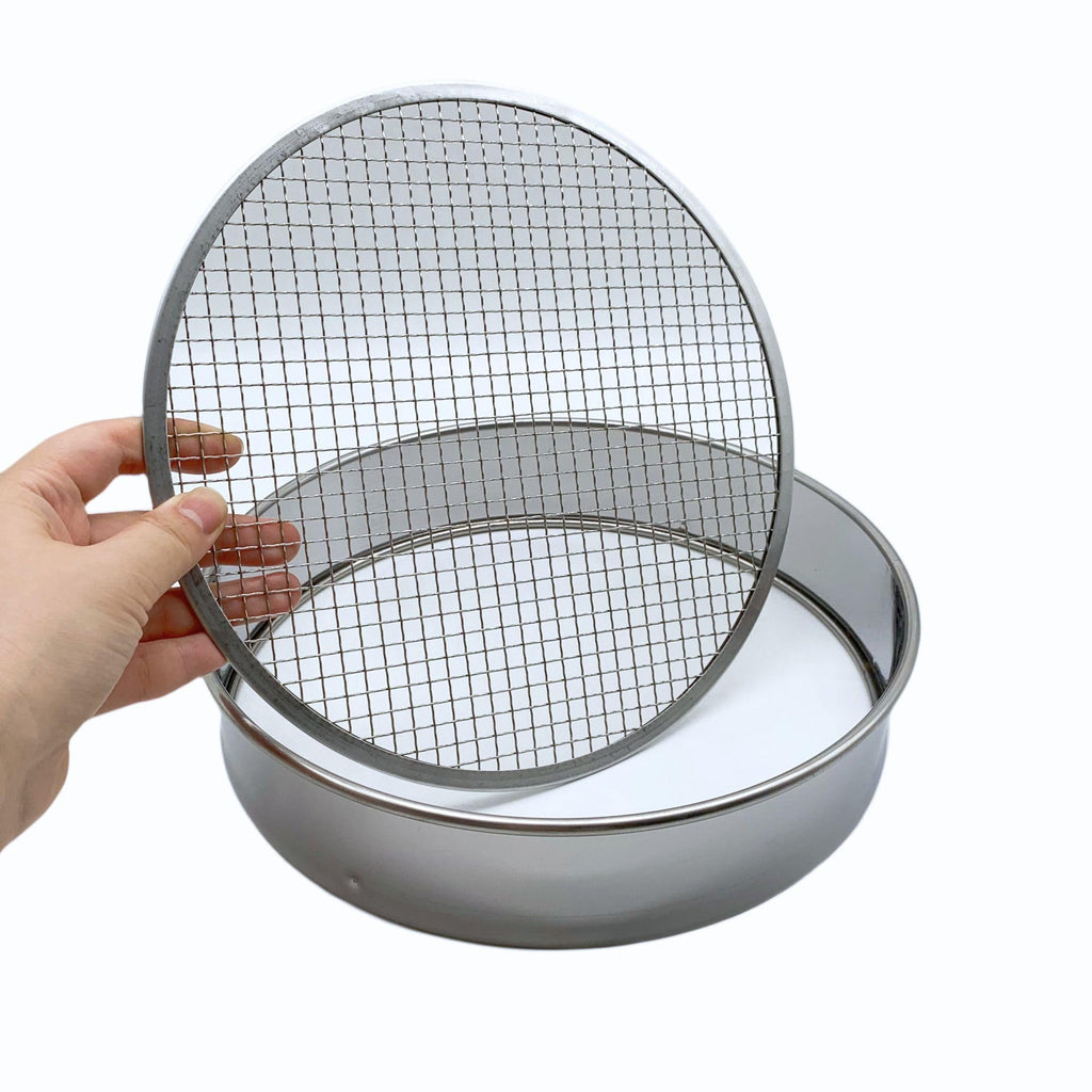 Soil Sifter Set with 3 Sieve Meshes for Rock and Sand - Stainless Steel