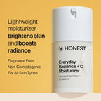 Honest Beauty Everyday Radiance Vitamin C Lightweight Moisturizer, Brightens Improves Skin Tone, Gentle for Sensitive Skin, Fragrance-Free, Vegan, 1.7 fl oz