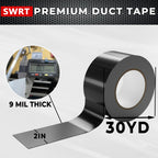 SWRT 9 Mil 5-Pack Black Heavy Duty Duct Tape Strong Adhesive, 2 in x 30 YD (Total 150YD) Duct Heavy Duty Waterproof All Weather Black Duct Tape No Residue Sealing & Patching for Indoor&Outdoor Repair