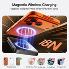 Magnetic Portable Charger 10000mAh, 22.5W Power Bank with Built in Cable