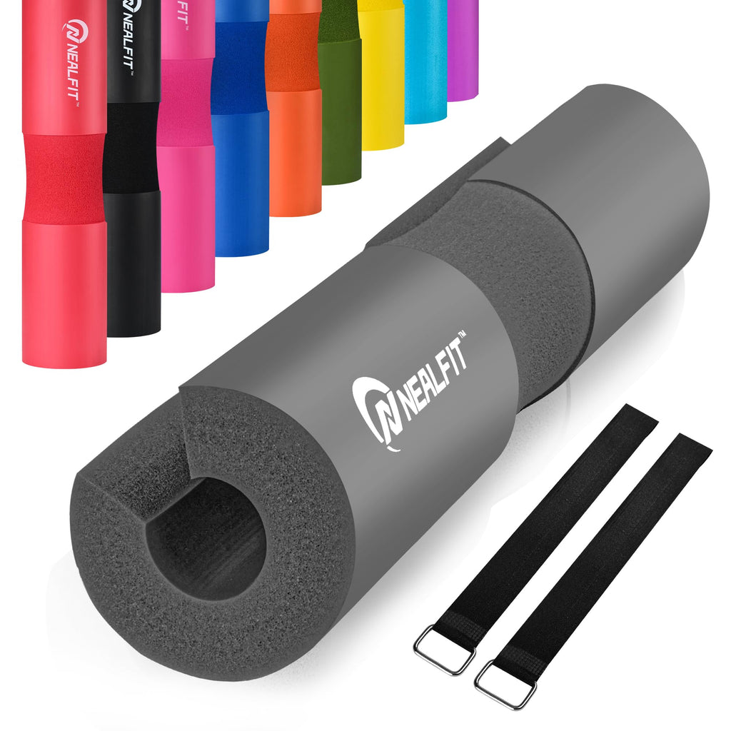 NEALFIT Barbell Pad Squat Pad for Squats���Squat Bar Pad���Great for Weightlifting,Lunges and Hip Thrusts���Foam Sponge Pad���Fit Standard and Olympic Bars Perfectly (Grey)