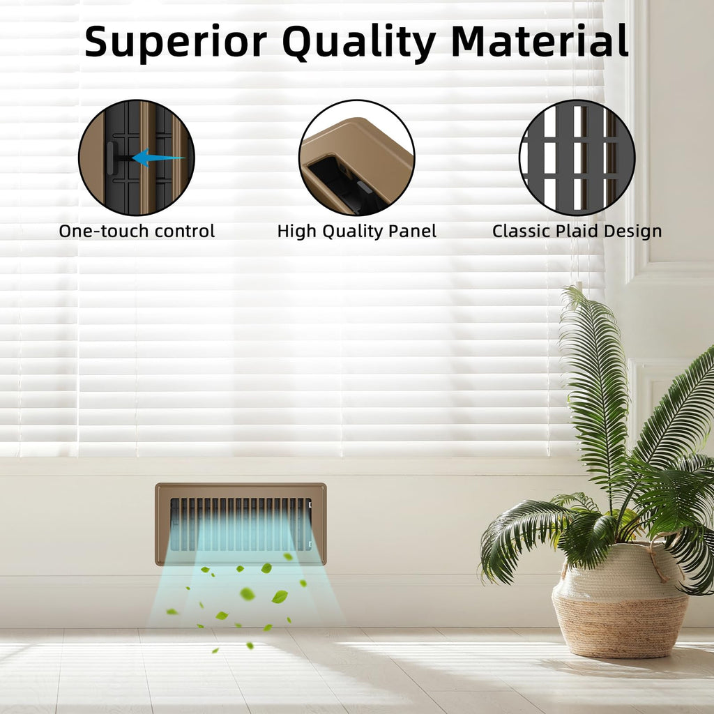 Floor Register 2x10, 6 Pack Floor Vent Covers for Home Floor Heavy Duty Steel Walkable Floor Vents Air Vent Covers 14x6 for Sidewall and Floor